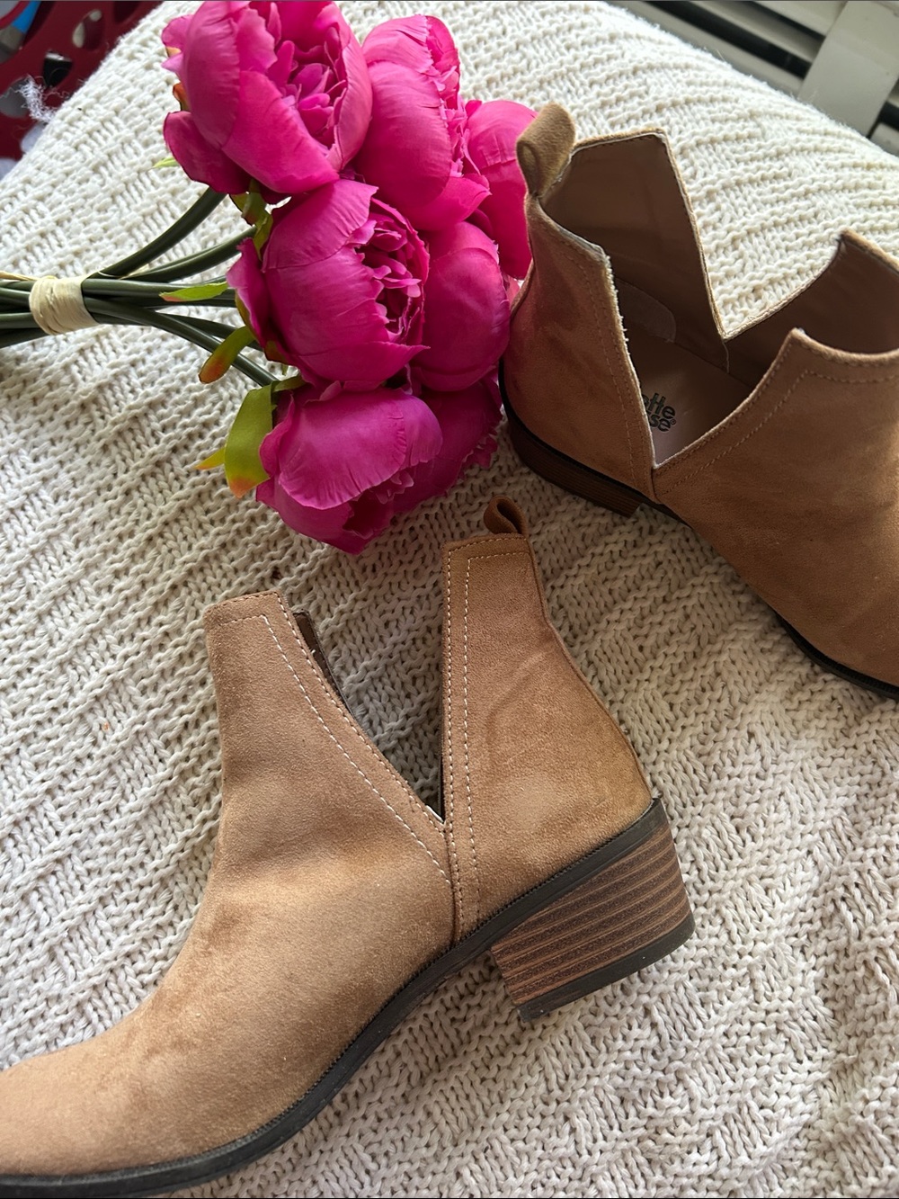 Charlotte Russe Tan Suede Chelsea Ankle Booties